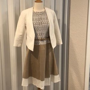 Anne Klein lace and color block dress.